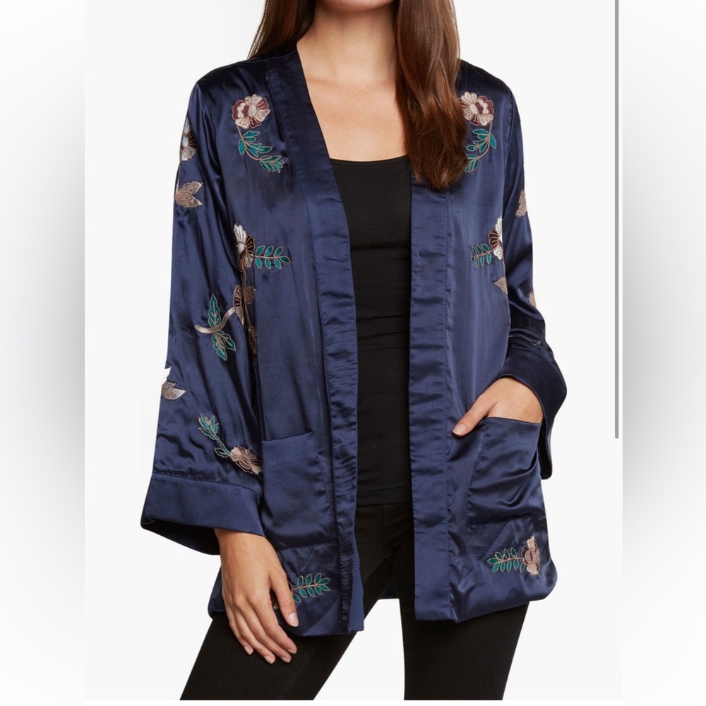 Willow & Clay Midnight Blue Embroidered Kimono